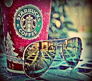 Coffee sunglasses table window starbucks - free retro wallpaper