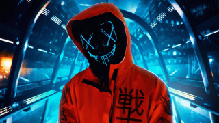 Neon mask hoodie cyberpunk dark - neon free wallpaper