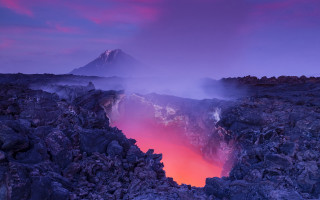 Lava pool mountain dusk pink - andrey ryabovichev free wallpaper