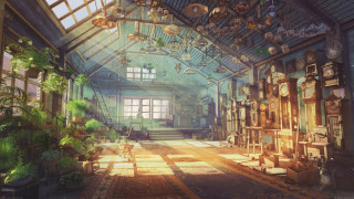 Plants staircase skylight magicrealism urban - evgeny lushpin free wallpaper