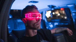 Man pink glasses car night - derek zabrocki free wallpaper