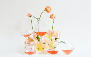 Vase flowers wine glasses summer - anne rigney free wallpaper