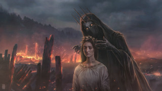 Woman man demon dark forest - bastien lecouffedeharme free wallpaper