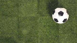Soccerball greenfield shadow tiltshift portrait - a green field of grass free wallpaper