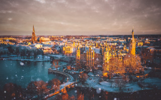 City bridge river winter snow - winter free wallpaper
