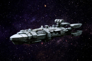 Spaceship galaxy stars cluster background - a space ship free wallpaper