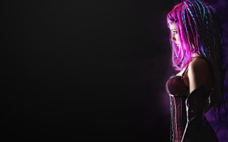 Pink hair gothic league cyberpunk - a black top free wallpaper
