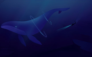 Shark pull man ocean bioluminescence - bioluminescence free wallpaper