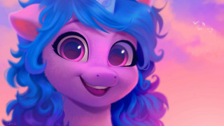 Blue pony unicorn pink clouds - beeple free wallpaper