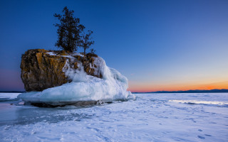 Ice rock beach sunset tree - sunset free wallpaper
