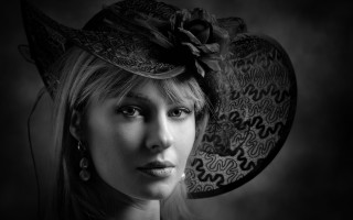 Woman hat flower portrait blackandwhite - portrait photography free wallpaper