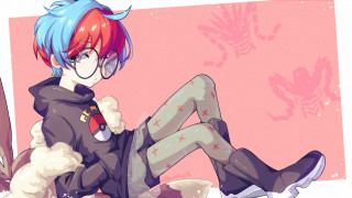 Blue hair girl scissors pink - adam manyoki free wallpaper
