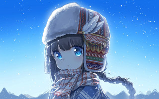 Girl winter hat snowy mountains - winter free wallpaper for desktop