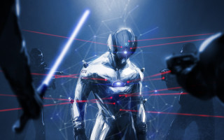 Futuristic man lights arms jet - a futuristic man free wallpaper