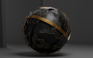 Black gold sphere ribbon vanitas - octane renderer free wallpaper
