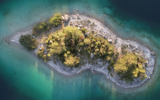 Aerial island ocean trees animals - an aerial view free wallpaper