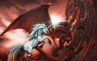 White horse red dragon sky - a white horse free wallpaper
