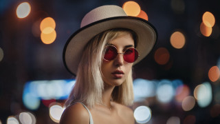 City night woman hat sunglasses - the city free wallpaper
