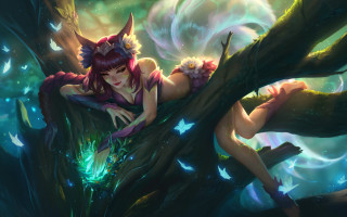 Woman tree demon fox ahri - art free wallpaper