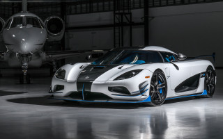 White sports car garage plane - white background free wallpaper