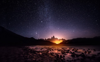 Night sky mountains lake rocks - night sky free wallpaper