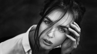 Woman messyhair white shirt hands - messy free wallpaper