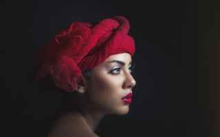 Woman red turban red lips 2 - a red lipstick free wallpaper