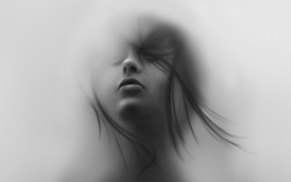 Woman blowing hair blackandwhite digital - digital painting free wallpaper
