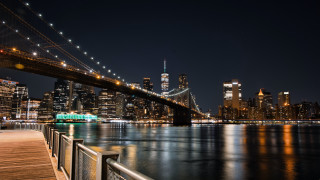 Bridge river cityscape night lights - a bridge over a river free wallpaper