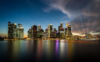 City skyline river boat night - the building free wallpaper for desktop
