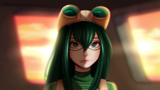 Green hair ani girl helmet - green hair free wallpaper