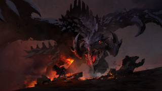 Demonic dragon red eyes rocky - lava free wallpaper