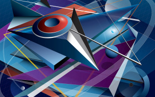 Blue red purple abstract circular - geometric free wallpaper