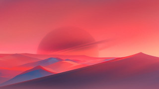 Red blue landscape mountain sunset - anton fadeev free wallpaper