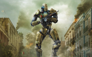 Robot city smoke mecha architecture - a robot free wallpaper