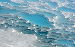 Blue water waves plane land - a view free wallpaper