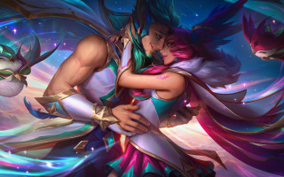 Hugging couple cat woman aurora - a couple of people free wallpaper for desktop