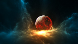Red fire ball clouds stars - anato finnstark free wallpaper