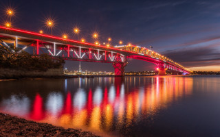 Bridge lights water night city - david boyd free wallpaper