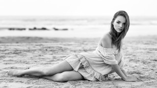 Beach sitting woman dress sand - the sand free wallpaper