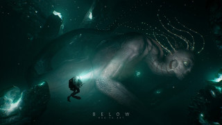 Underwater squid man light cave - the water next free wallpaper