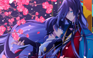 Anime bishounen flowers hakama gloves - a detailed painting free wallpaper