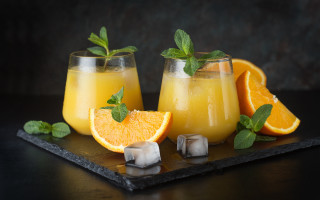Orange juice glasses ice mint - a couple of glasses free wallpaper