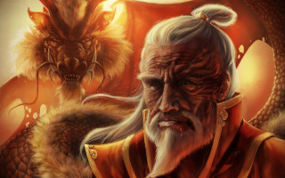 Bearded old man red dragon - dai jin free wallpaper