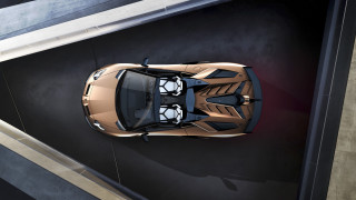 Gold sports car above parking - gold free wallpaper