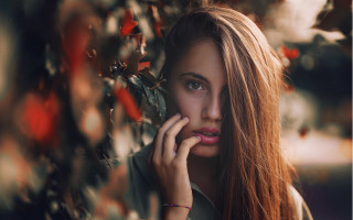 Red haired woman portrait bokeh - alena aenami free wallpaper