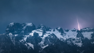 Lightning mountain range dark sky - arthur b. carles free wallpaper