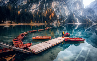 Lake mountains dock portrait nature - a dock next free wallpaper