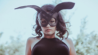 Woman mask bird black dress - a black top free wallpaper