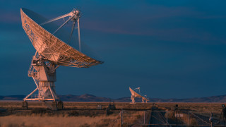 Satellite dish field fence mountains - dennis h. farber free wallpaper